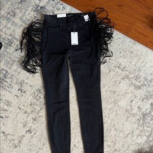 JUDY BLUE SIZE 5/27 nwt Black Fringe Skinny fit high waist Jeans